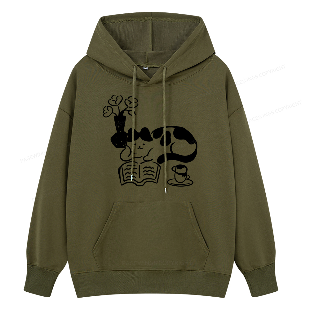 Pagewings The Cat Who Loves Reading Unisex Classic Hoodie