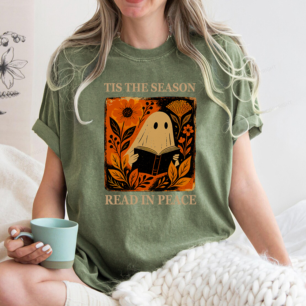 Pagewings Tis The Season Read In Peace Unisex Washed T-shirt