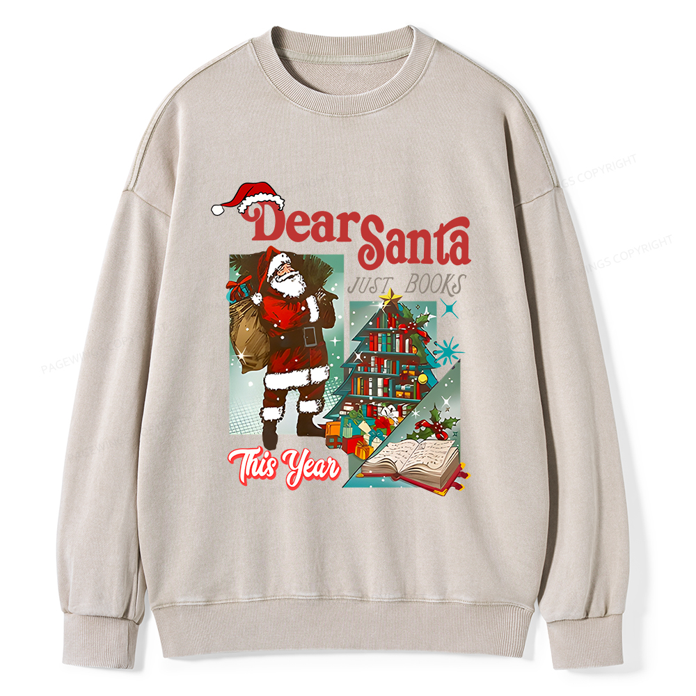Pagewings Christmas Santa Reader Holiday Unisex Washed Sweatshirt