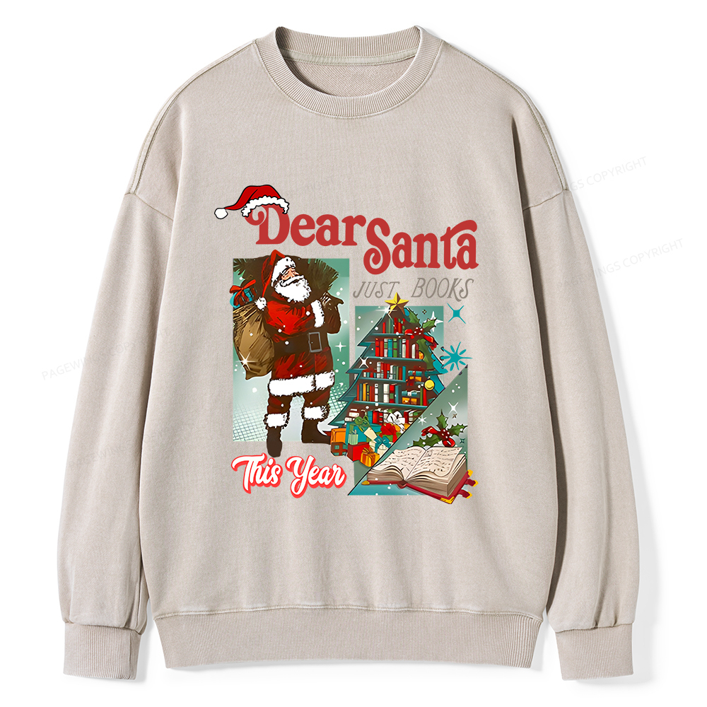 Pagewings Christmas Santa Reader Holiday Unisex Washed Sweatshirt