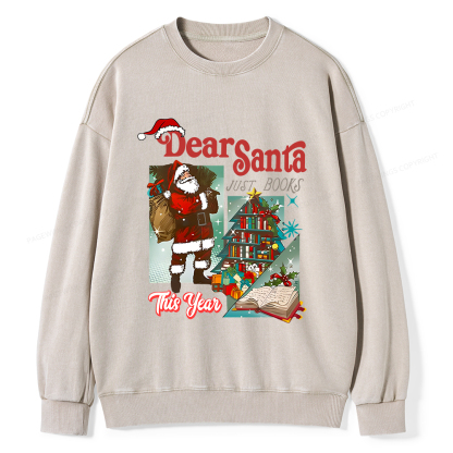 Pagewings Christmas Santa Reader Holiday Unisex Washed Sweatshirt
