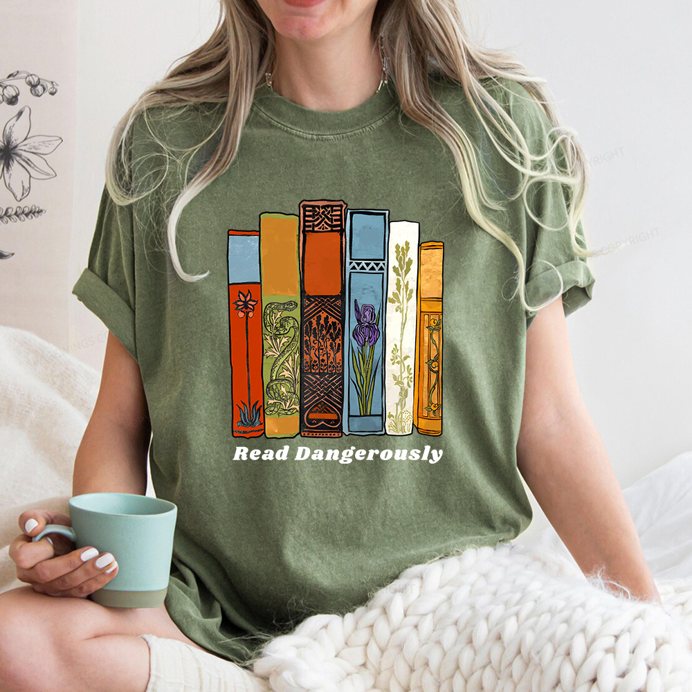 Pagewings Read Dangerously Unisex Washed T-shirt