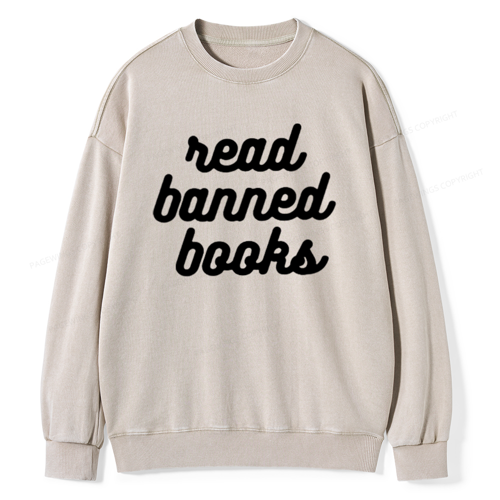Pagewings Read Banned Books Unisex Tee Unisex Washed Sweatshirt