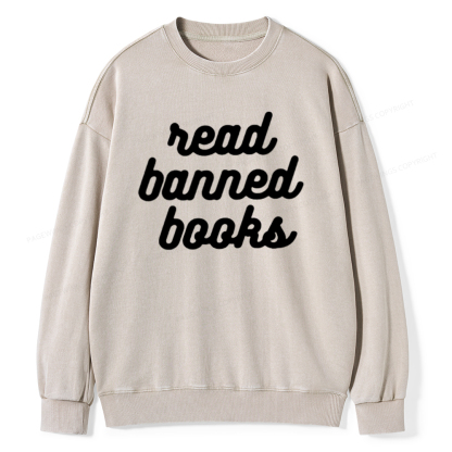 Pagewings Read Banned Books Unisex Tee Unisex Washed Sweatshirt