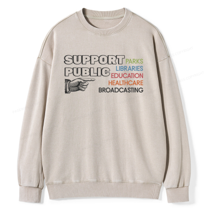 Pagewings Support Public Parks Libraries Education Unisex Washed Sweatshirt