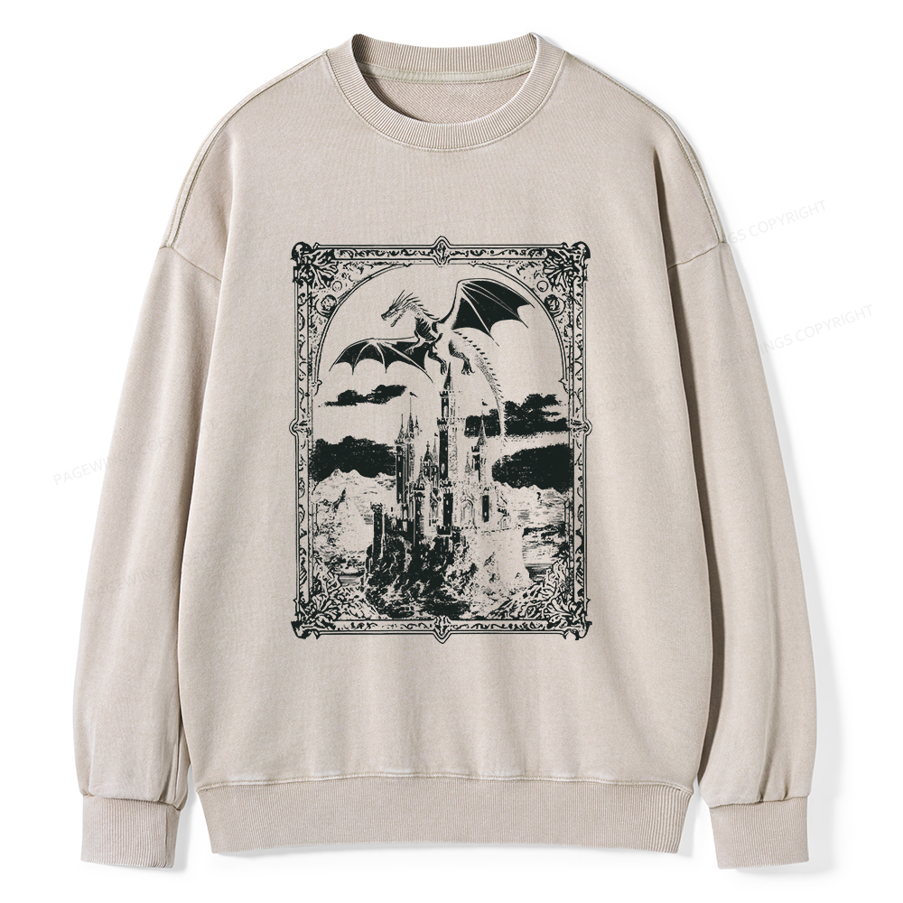 Pagewings Vintage Dragon Unisex Washed Sweatshirt