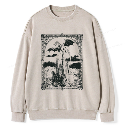 Pagewings Vintage Dragon Unisex Washed Sweatshirt