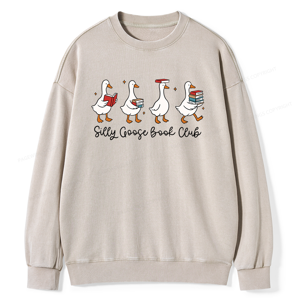 Pagewings Silly Goose Book Club Unisex Washed Sweatshirt