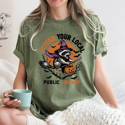 Pagewings Defend Your Local Public Library Unisex Washed T-shirt