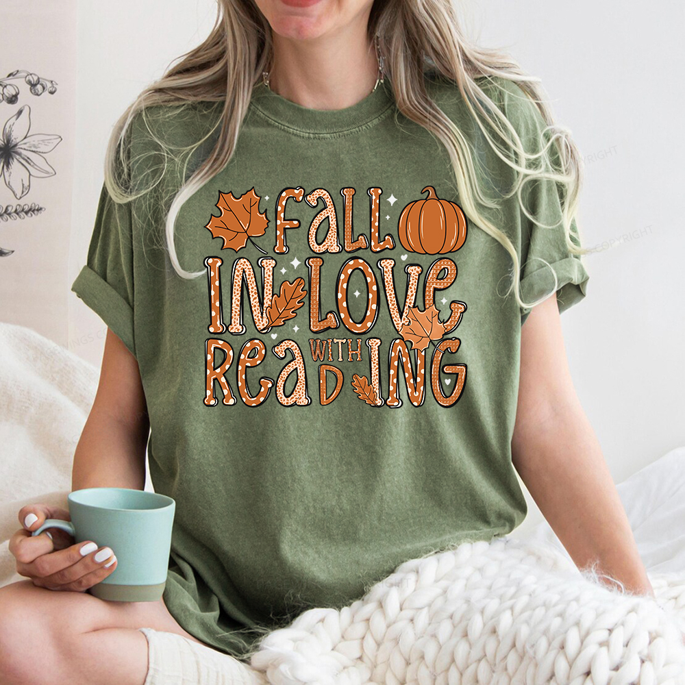 Pagewings Fall In Love With Reading Unisex Washed T-shirt