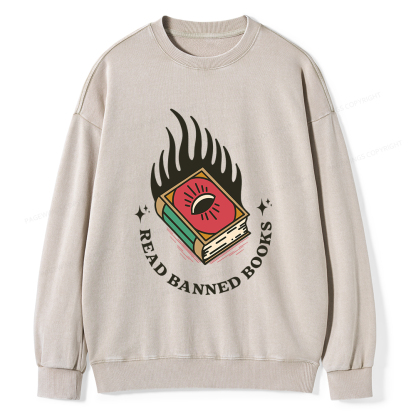 Pagewings Read Banned Books Unisex Washed Sweatshirt