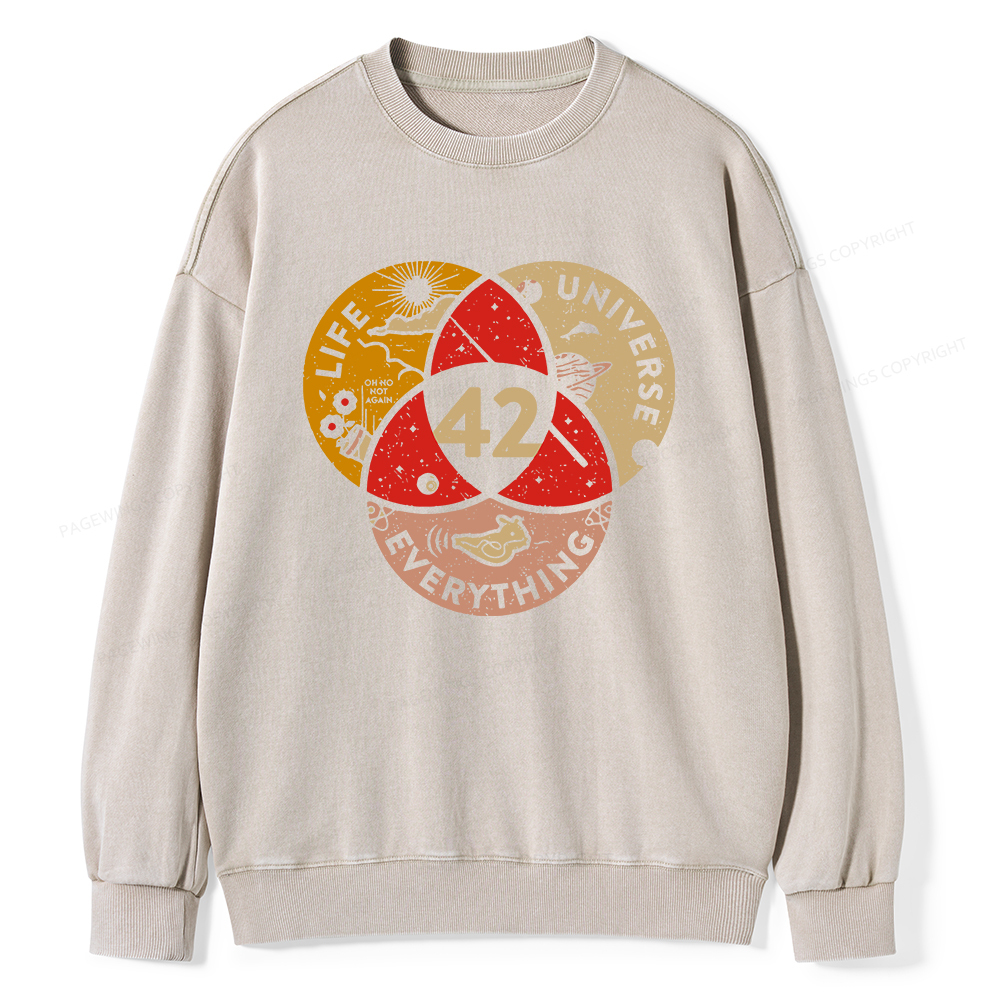 Pagewings 42 The Answer To Life The Universe And Everything Unisex Washed Sweatshirt