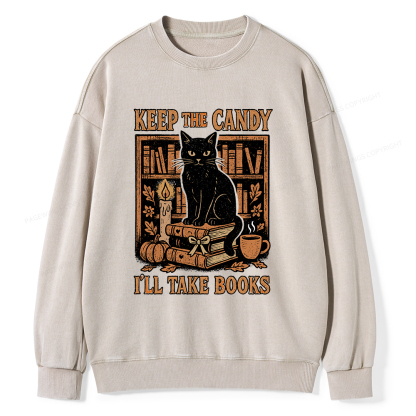 Pagewings Keep The Candy I'll Take Books Unisex Washed Sweatshirt