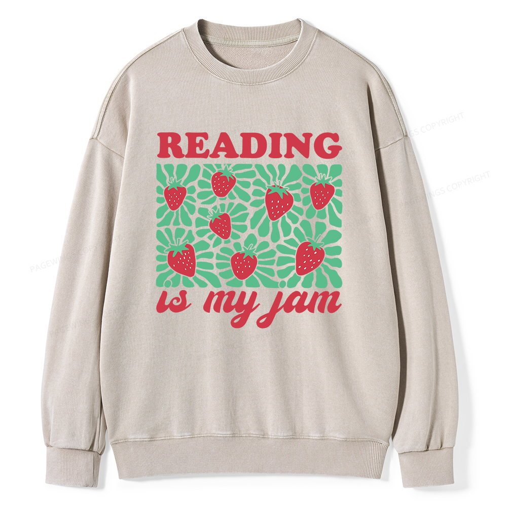 Pagewings Reading Is My Jam Unisex Washed Sweatshirt