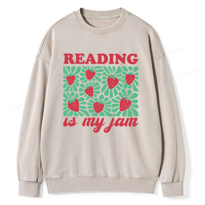 Pagewings Reading Is My Jam Unisex Washed Sweatshirt