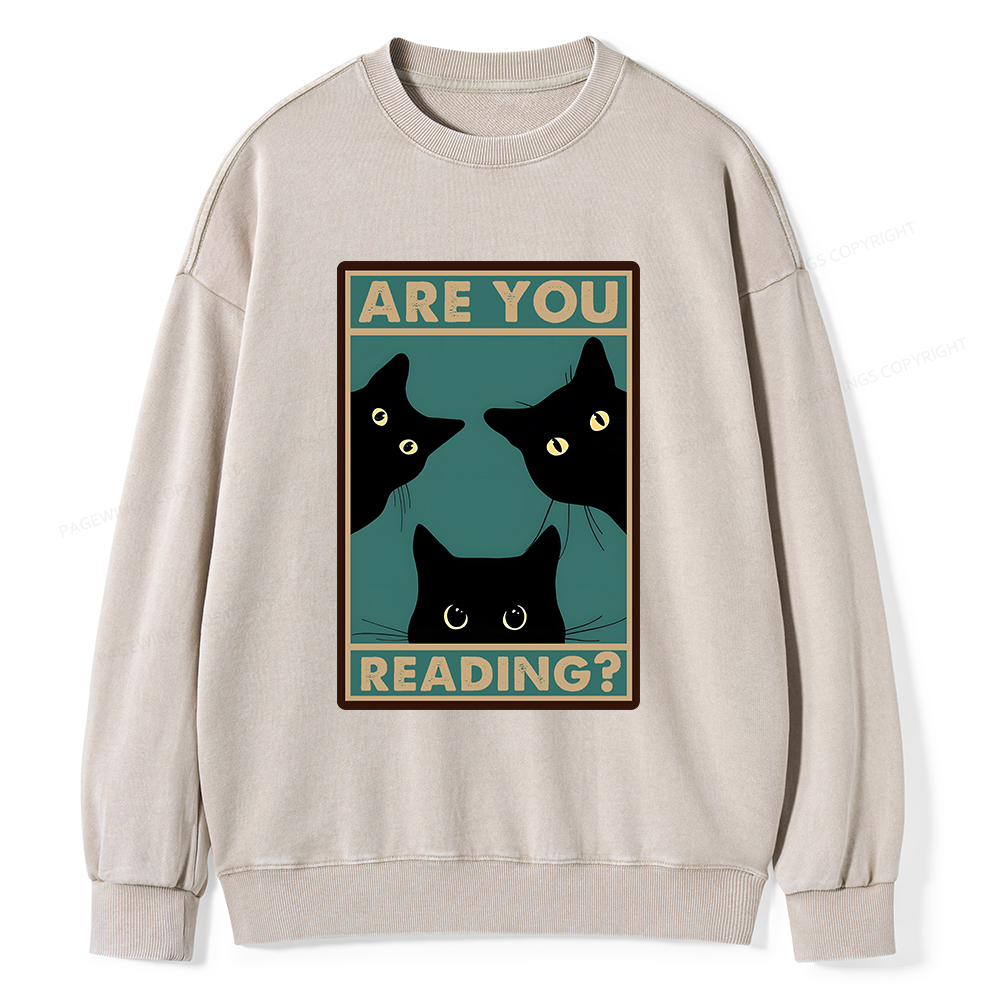 Pagewings Are You Reading Unisex Washed Sweatshirt