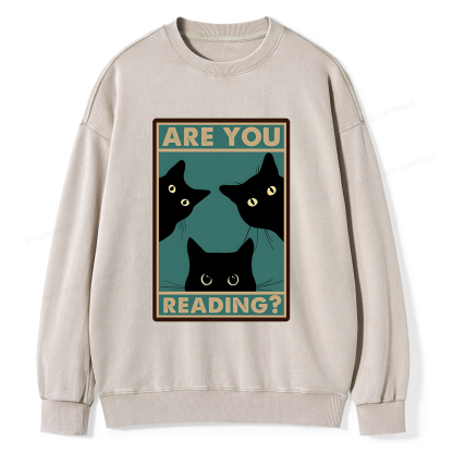 Pagewings Are You Reading Unisex Washed Sweatshirt