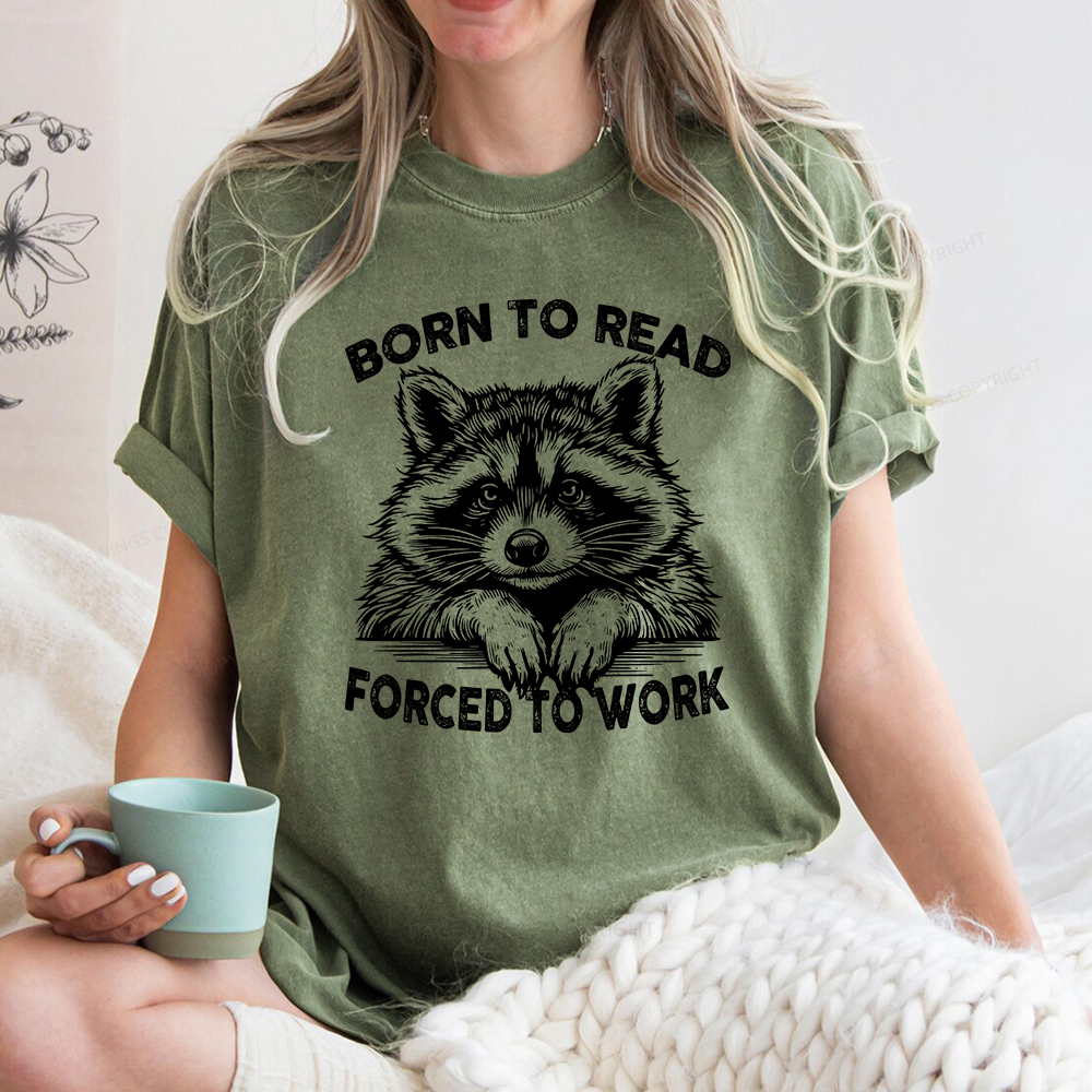 Pagewings Born To Read Forced To Work Unisex Washed T-shirt