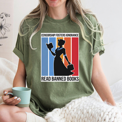 Pagewings Read Banned Books Unisex Washed T-shirt