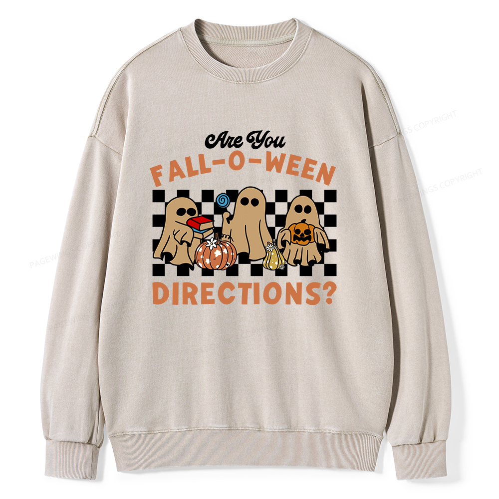 Pagewings Are You Fall-O-Ween Directions Unisex Washed Sweatshirt