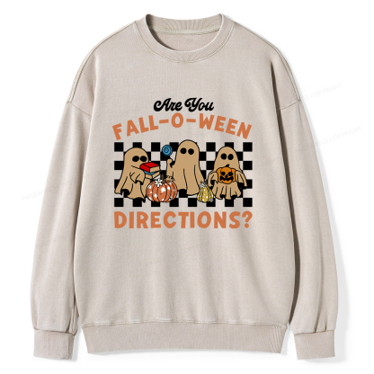 Pagewings Are You Fall-O-Ween Directions Unisex Washed Sweatshirt
