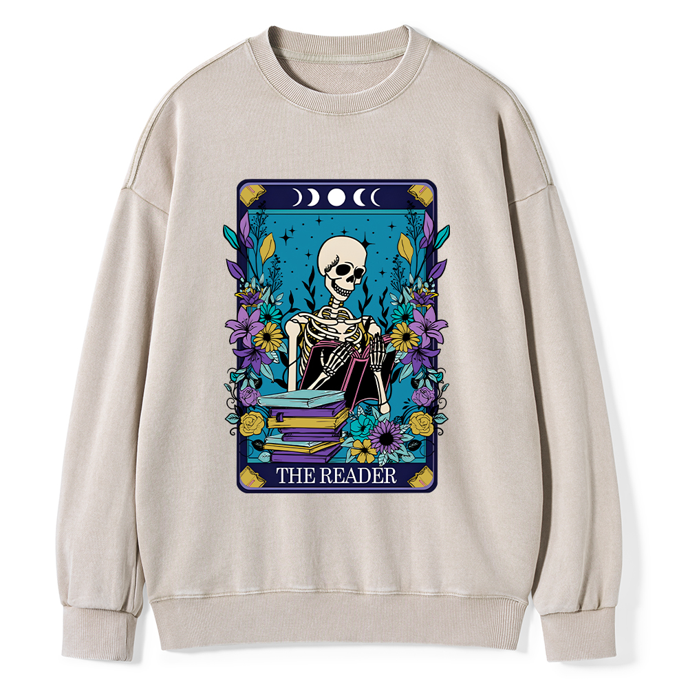 Pagewings The Reader Tarot Card Shirt Unisex Washed Sweatshirt