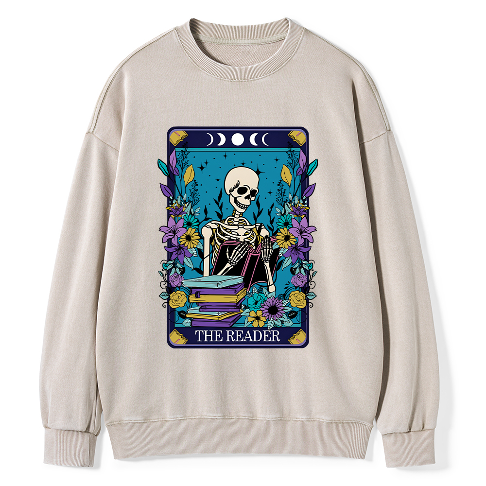 Pagewings The Reader Tarot Card Shirt Unisex Washed Sweatshirt