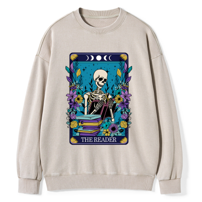 Pagewings The Reader Tarot Card Shirt Unisex Washed Sweatshirt