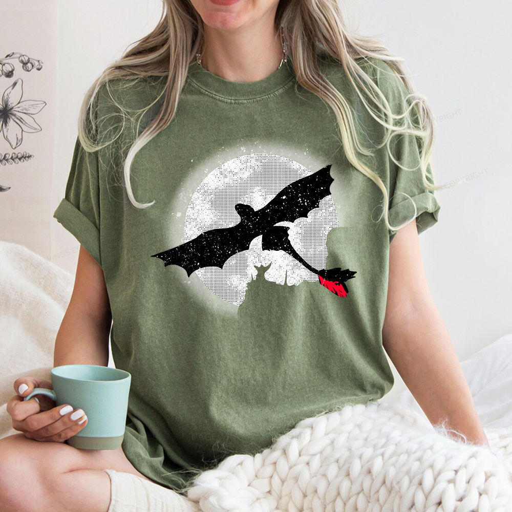 Pagewings Moonlight Dragon Rider Unisex Washed T-shirt