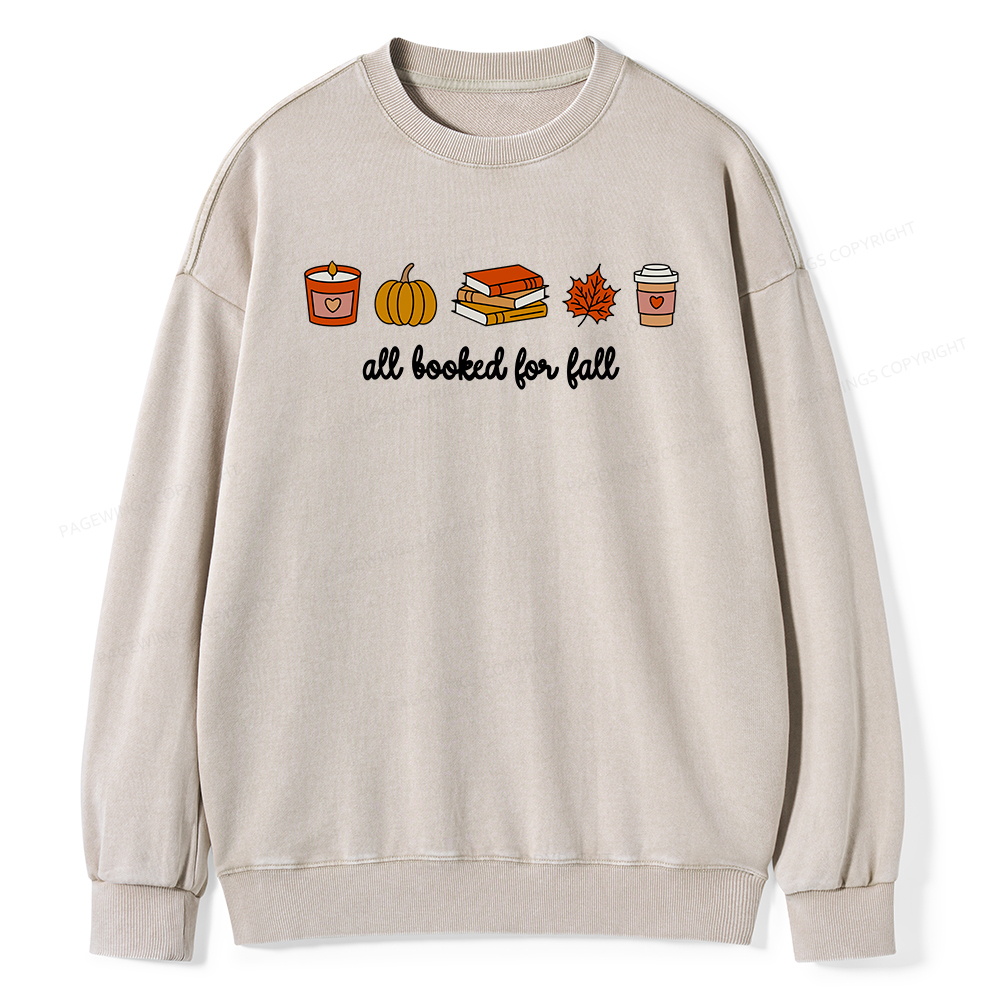 Pagewings All Booked For Fall Unisex Washed Sweatshirt