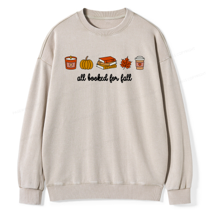 Pagewings All Booked For Fall Unisex Washed Sweatshirt