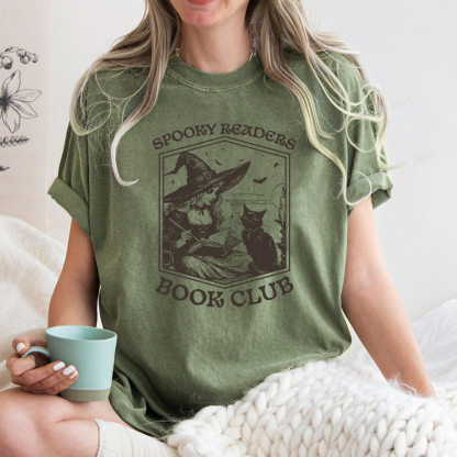 Pagewings Spooky Readers Book Club Unisex Washed T-shirt