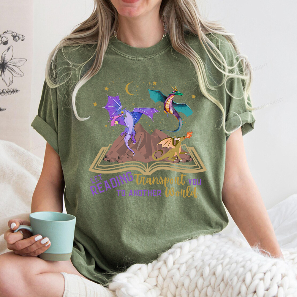 Pagewings Let Reading Transport You To Another World Unisex Washed T-shirt