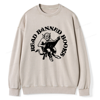 Pagewings Read Banned Books Unisex Washed Sweatshirt