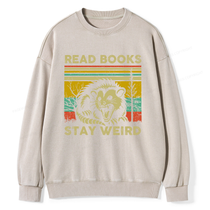 Pagewings Read Books Stay Weird Unisex Washed Sweatshirt