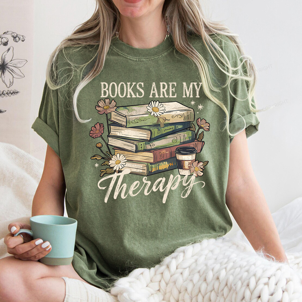 Pagewings Books Are My Therapy Unisex Washed T-shirt