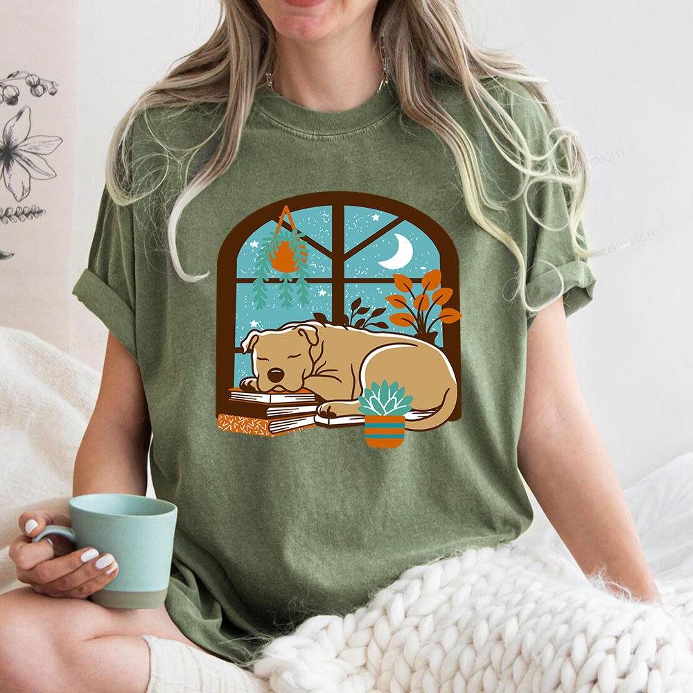 Pagewings Sleepy Pit Bull Terrier  Unisex Washed T-shirt