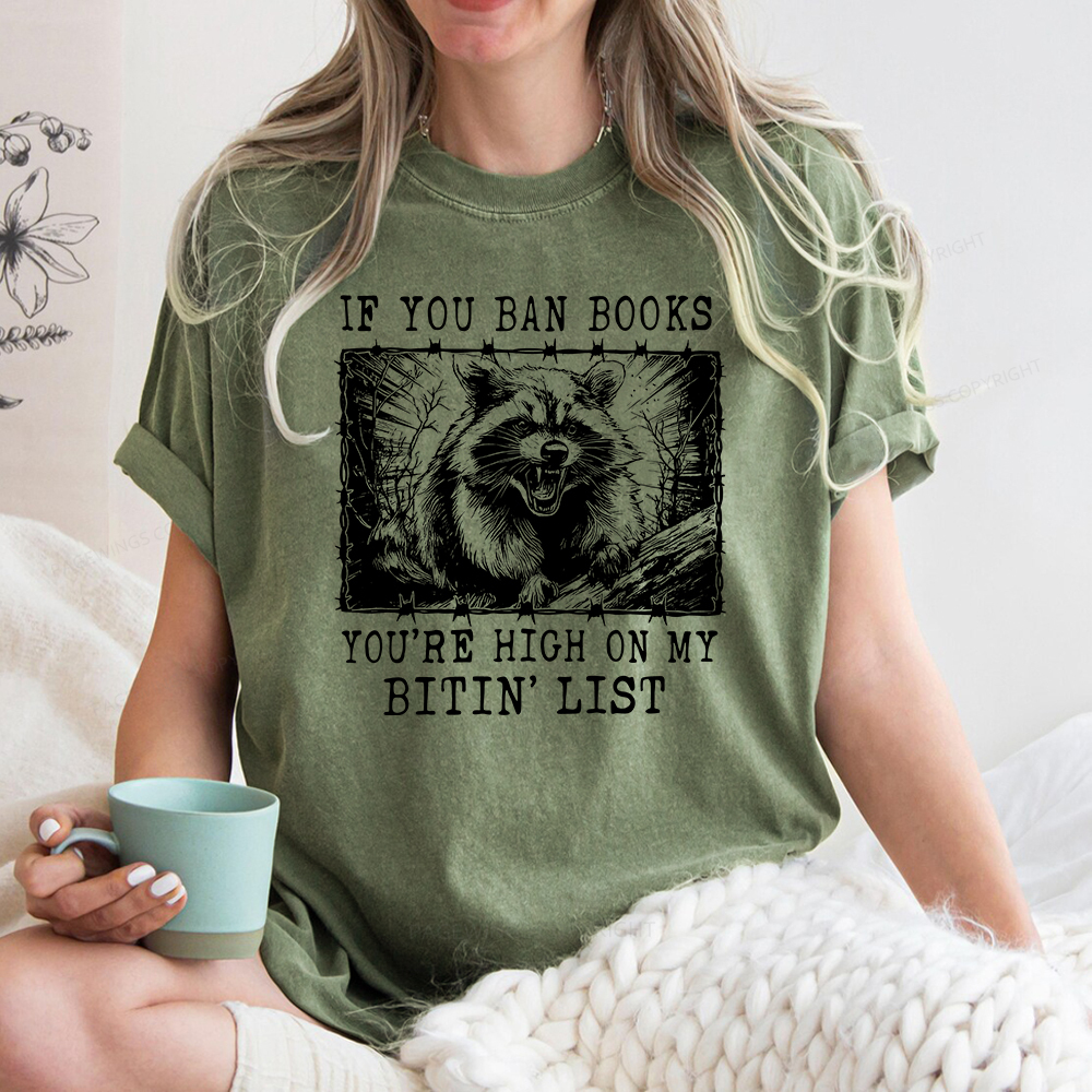 Pagewings If You Ban Books You're High On My Bitin' List Unisex Washed T-shirt