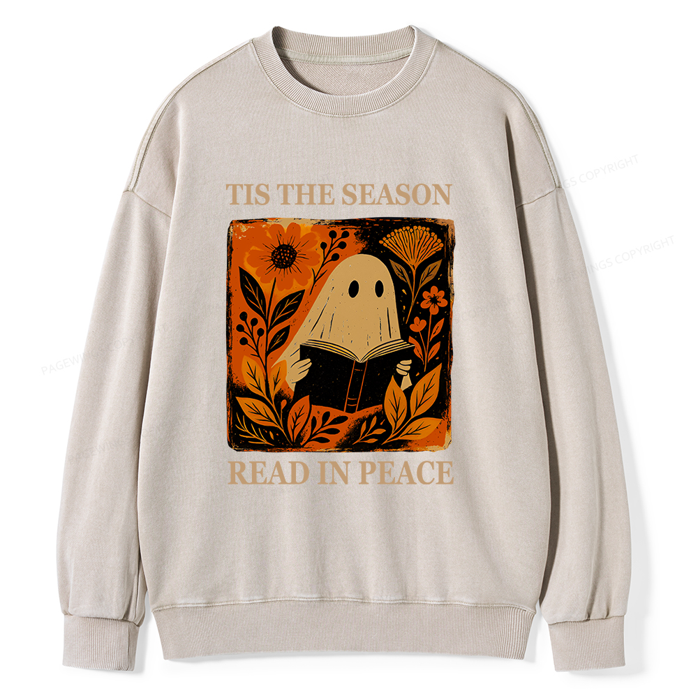 Pagewings Tis The Season Read In Peace Unisex Washed Sweatshirt