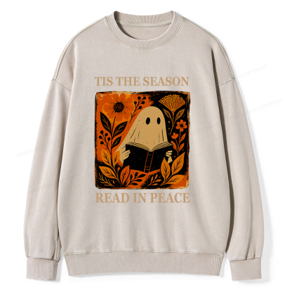 Pagewings Tis The Season Read In Peace Unisex Washed Sweatshirt