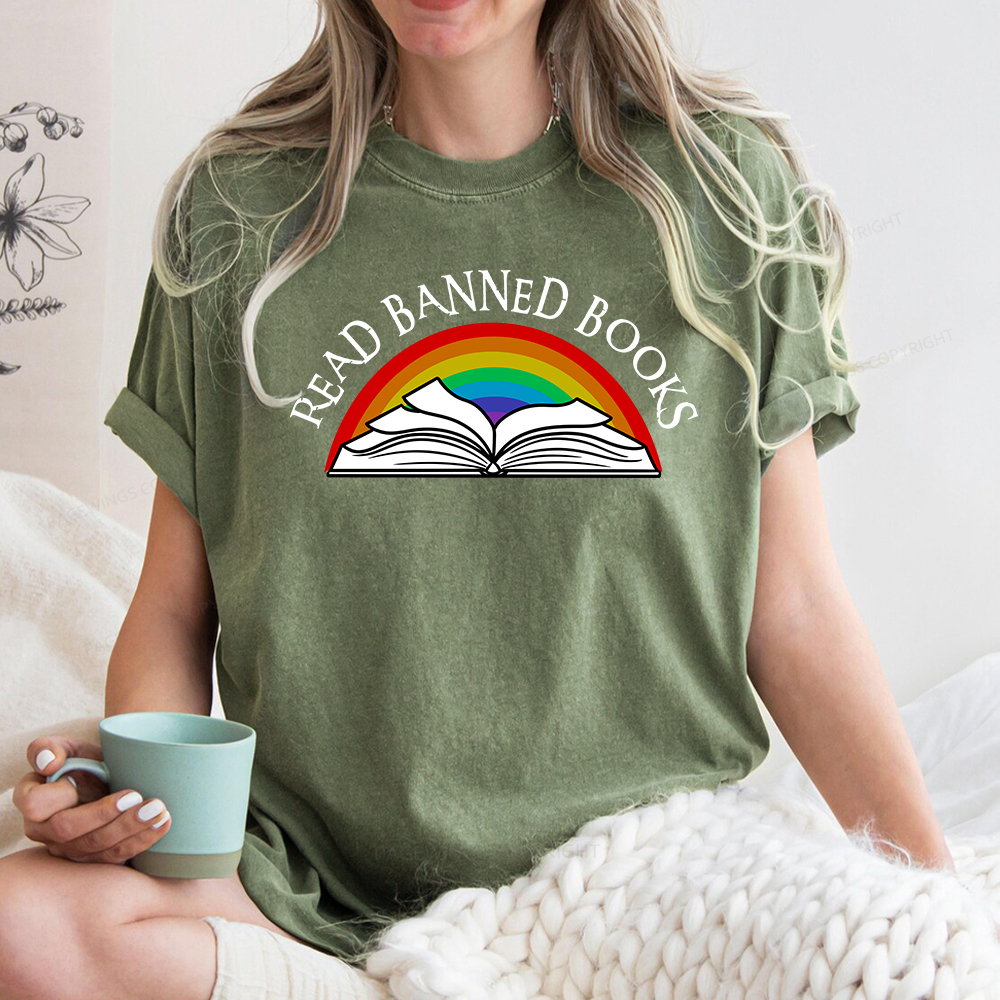 Pagewings Read Banned Books Unisex Washed T-shirt