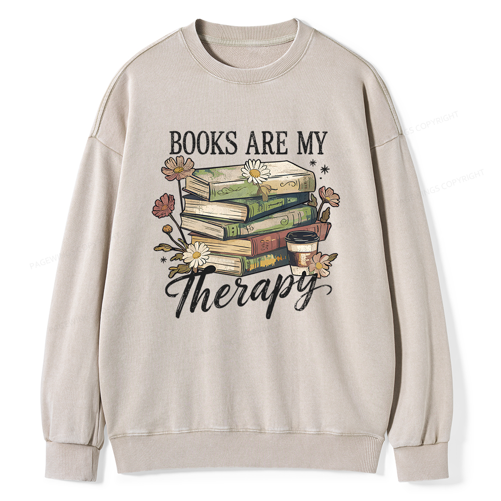 Pagewings Books Are My Therapy Unisex Washed Sweatshirt