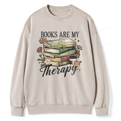 Pagewings Books Are My Therapy Unisex Washed Sweatshirt
