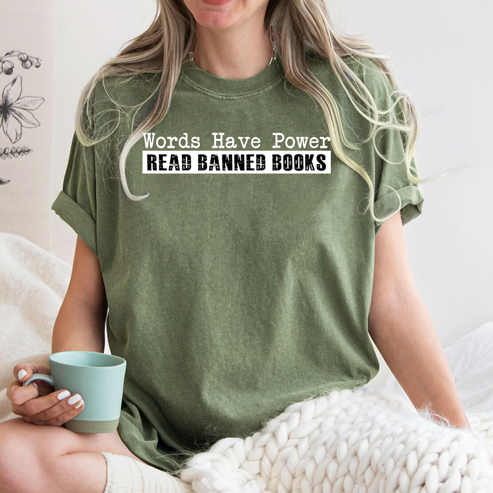 Pagewings Read Banned Books Words have Power Unisex Washed T-shirt