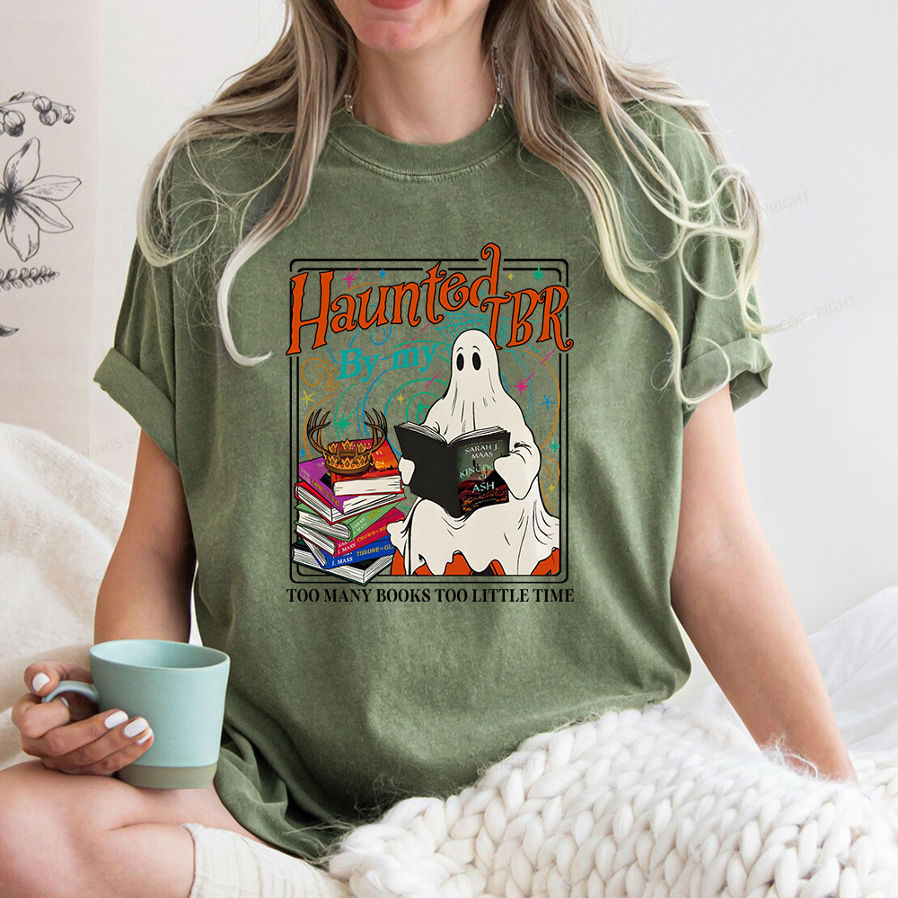 Pagewings Haunted By My TBR Unisex Washed T-shirt
