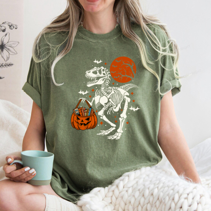 Pagewings Dinosaur Halloween Unisex Washed T-shirt