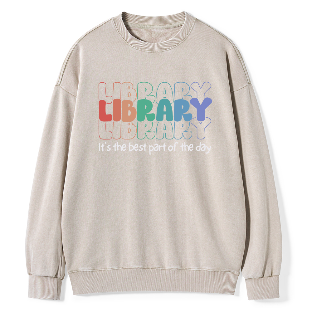 Pagewings School Librarian Shirt, Library Shirt Unisex Washed Sweatshirt