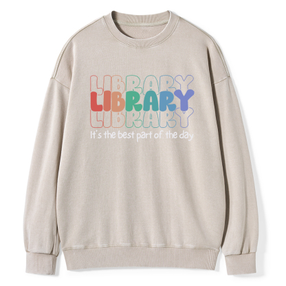 Pagewings School Librarian Shirt, Library Shirt Unisex Washed Sweatshirt