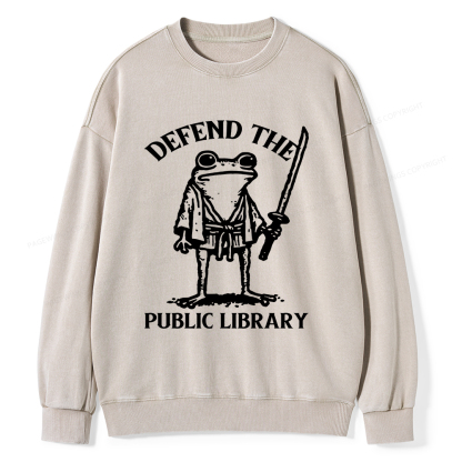 Pagewings Defend Your Public Library Unisex Washed Sweatshirt