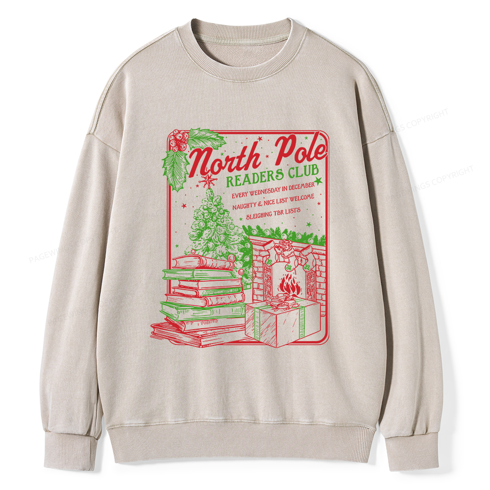 Pagewings Bookish Christmas Unisex Washed Sweatshirt